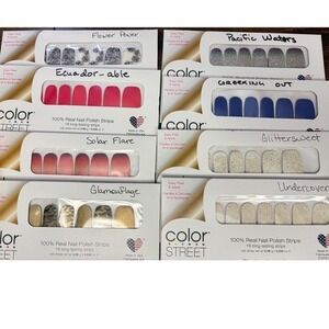 Color Street Nail Polish Strips Lot of 8 Flower‎ Power Glamouflage Undercover